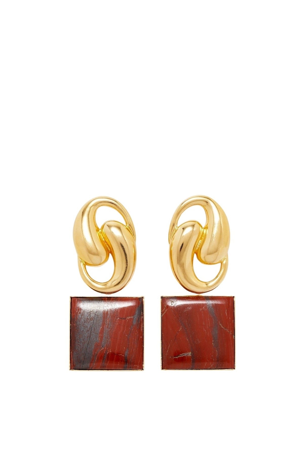 Boucles d'oreilles Sonia carrées en laiton - Red