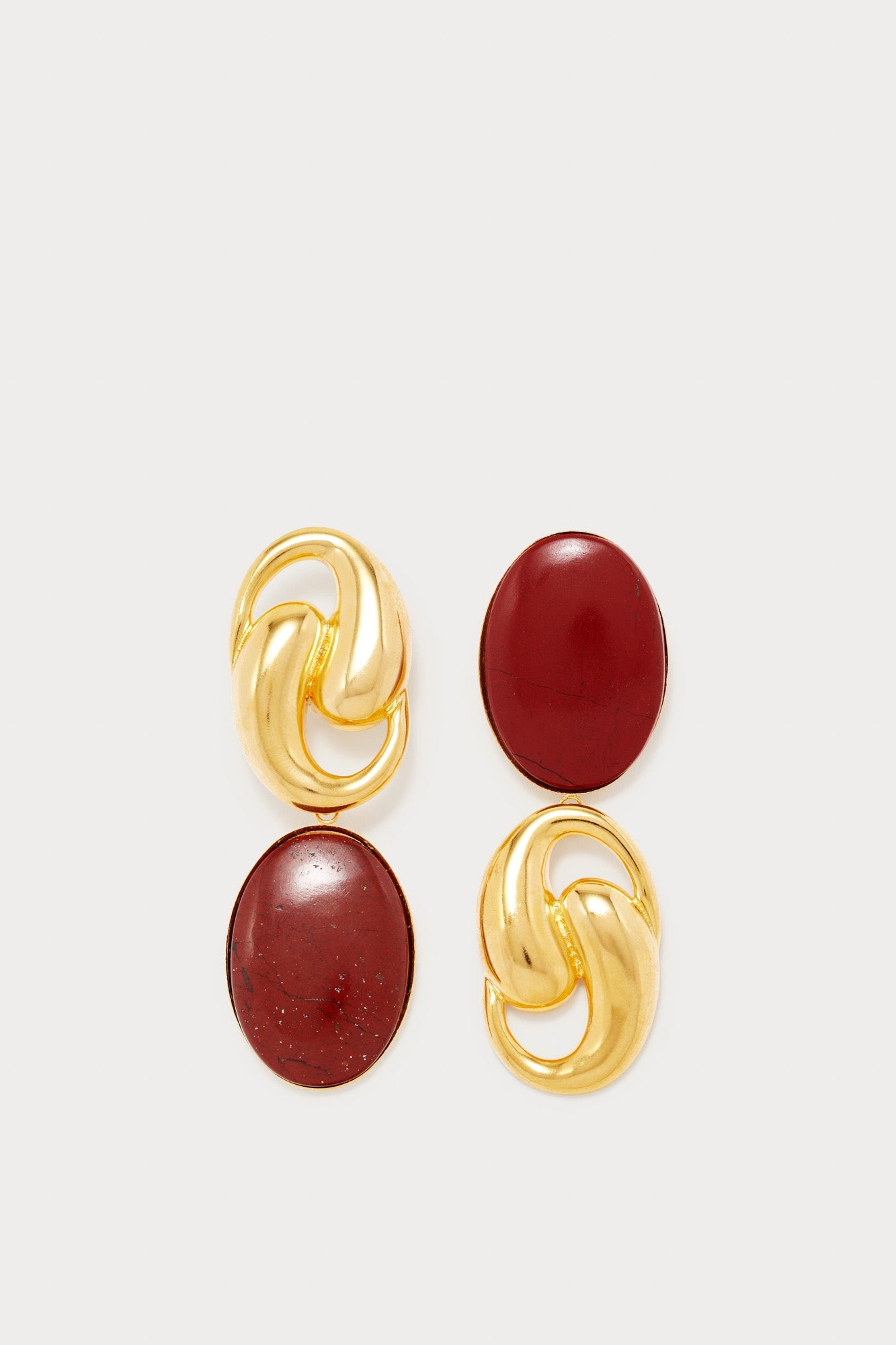 RED SONIA KNOT OVAL boucles d'oreilles asymétriques avec pierres