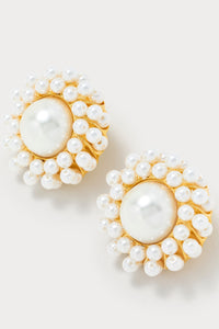 Boucle d'oreille Sonia en laiton avec pierre fine - White