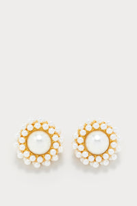 Boucle d'oreille Sonia en laiton avec pierre fine - White