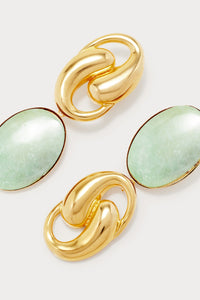LIGHT BLUE SONIA KNOT OVAL CLIP boucles d'oreilles clip asymétriques avec pierres