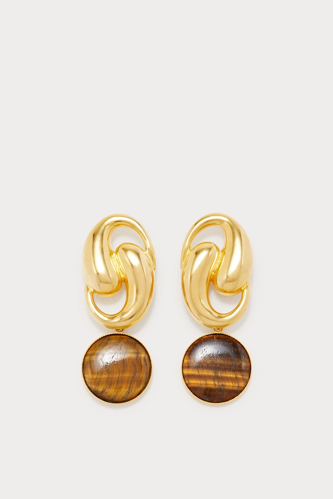 TIGER EYE  SONIA KNOT OVAL CLIP boucles d'oreilles clip asymétriques avec pierres