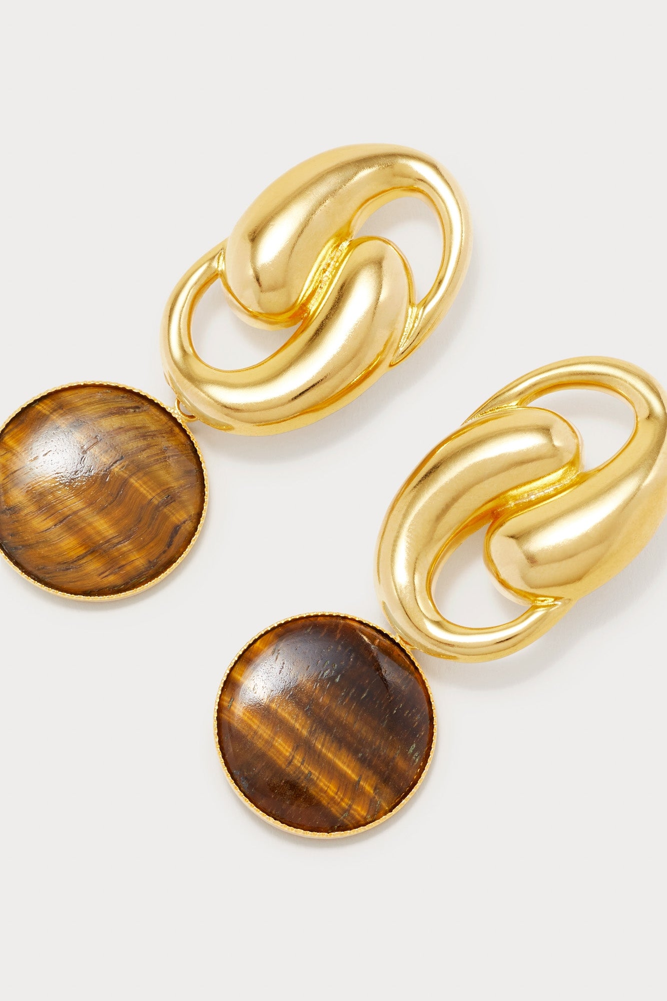 TIGER EYE  SONIA KNOT OVAL CLIP boucles d'oreilles clip asymétriques avec pierres