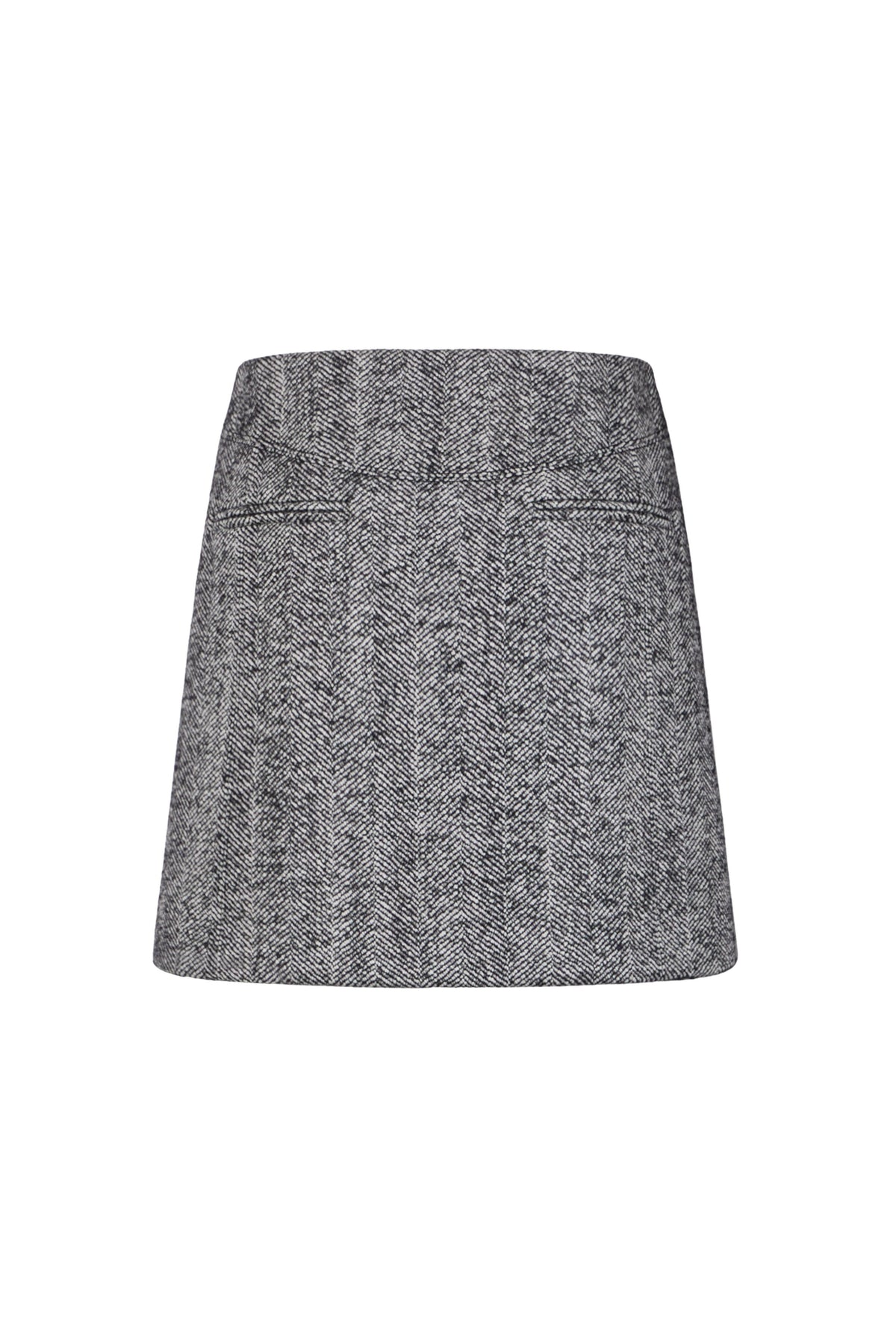 A-LINE MINI SKIRT IN HERRINGBONE WOOL