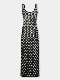 EMBROIDERED LONG DRESS IN SECOND SKIN JERSEY