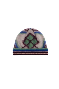 Bonnet en laine - Navy & Burgundy Check