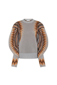 LONG-SLEEVE LUREX JACQUARD SWEATER