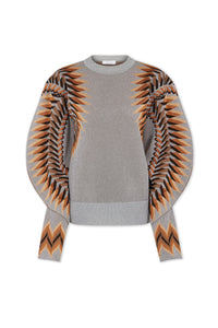 LONG-SLEEVE LUREX JACQUARD SWEATER