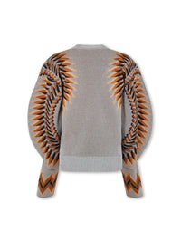 LONG-SLEEVE LUREX JACQUARD SWEATER