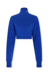 Pull court à col roulé en laine - Blue