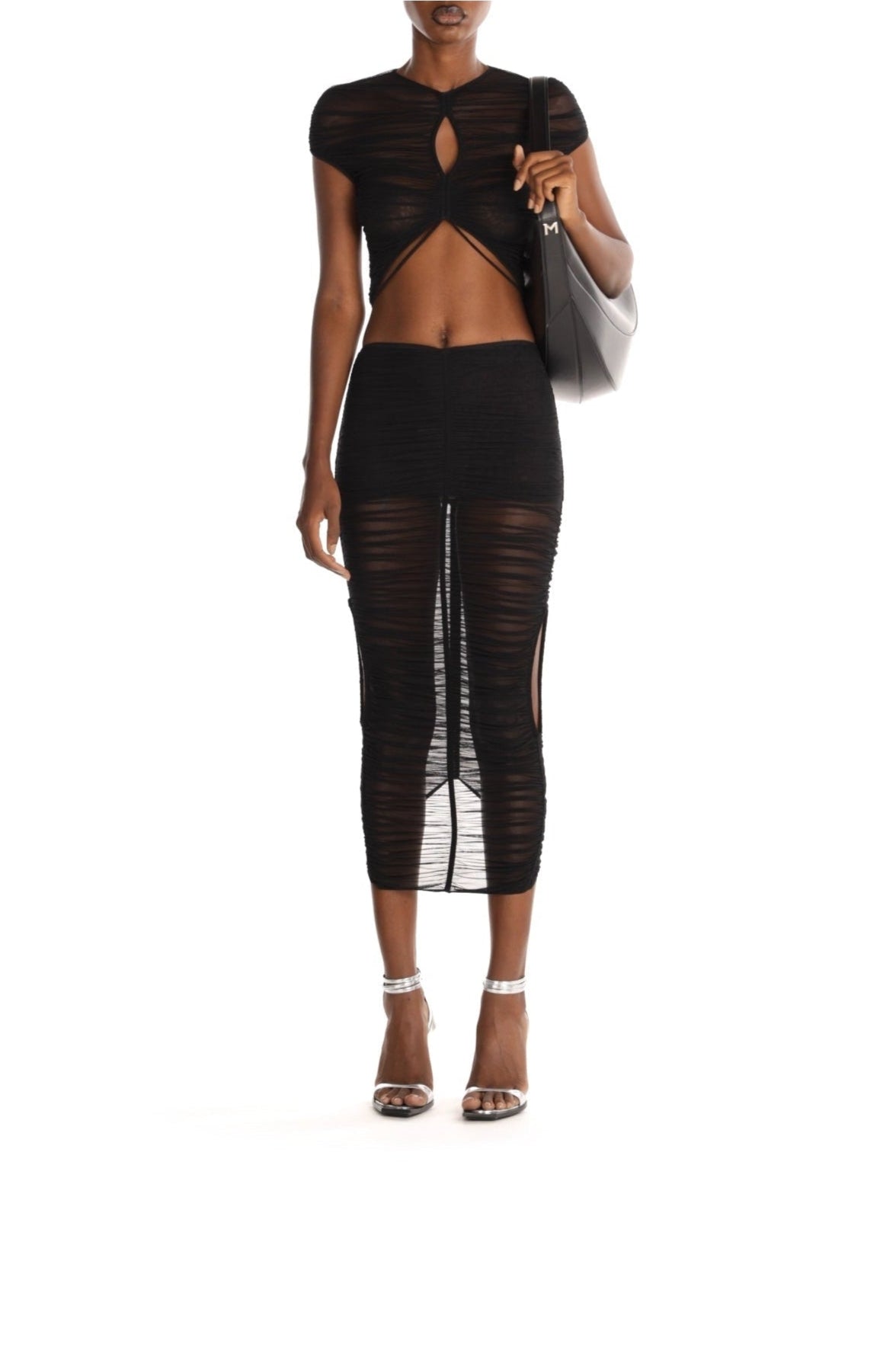 CUT-OUT MESH SKIRT