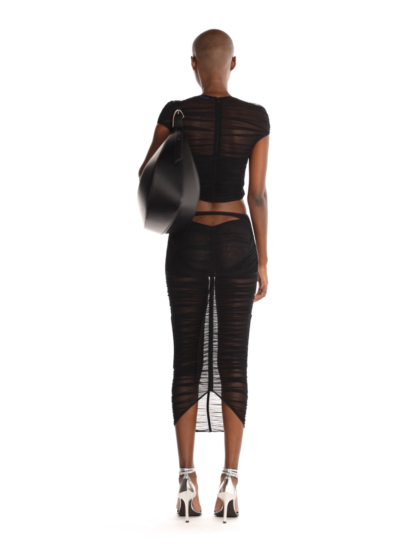 CUT-OUT MESH SKIRT