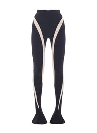 BLACK/NUDE01 // black nude spiral illusion trousers