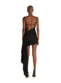 BLACK // black ruched mini dress