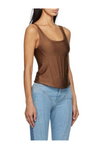 TAN CORSETED TANK TOP