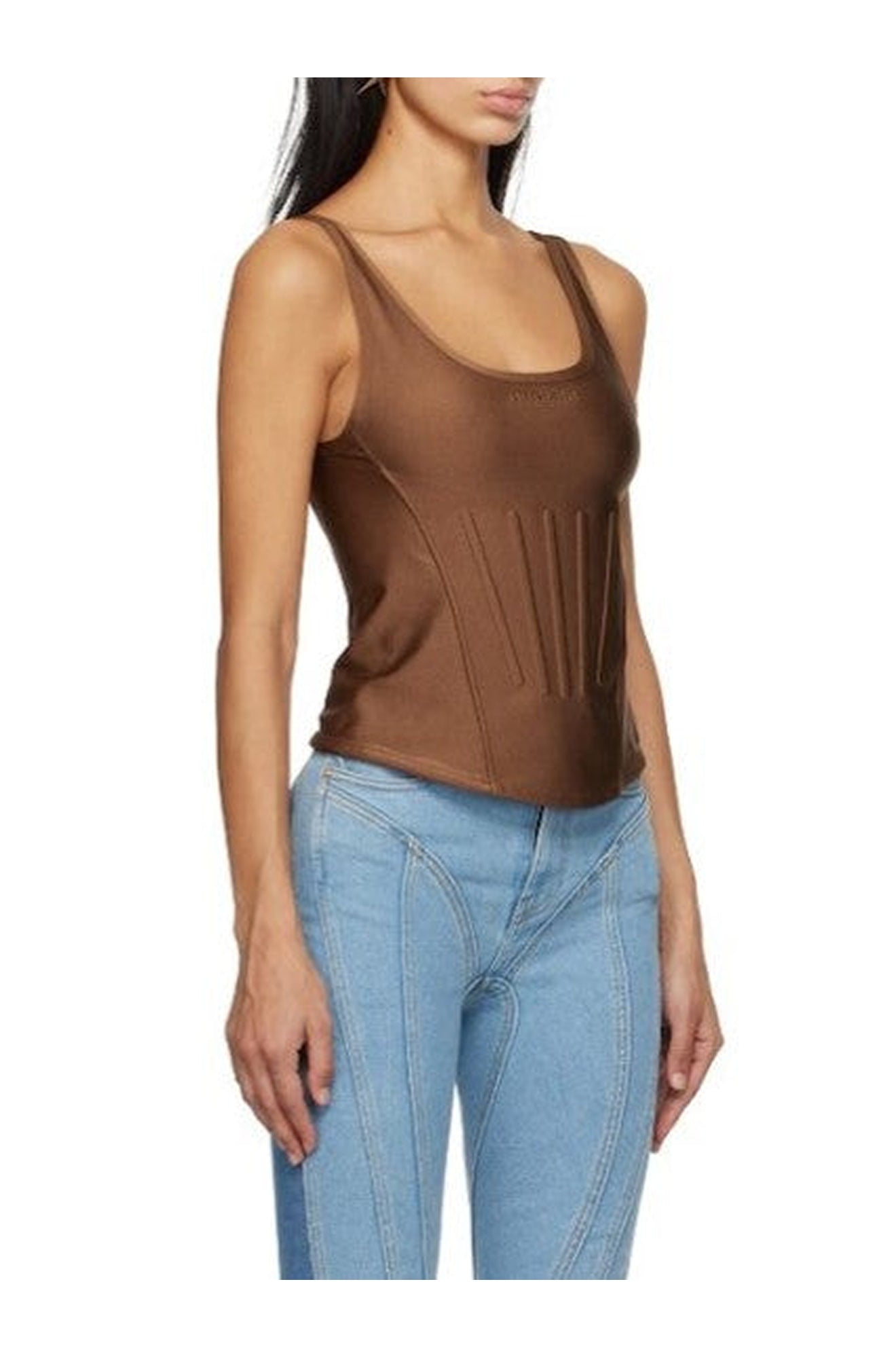 TAN CORSETED TANK TOP
