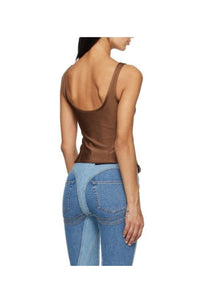 TAN CORSETED TANK TOP