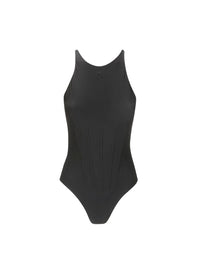 BLACK // black corseted one-piece swimsuit
