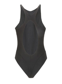 BLACK // black corseted one-piece swimsuit