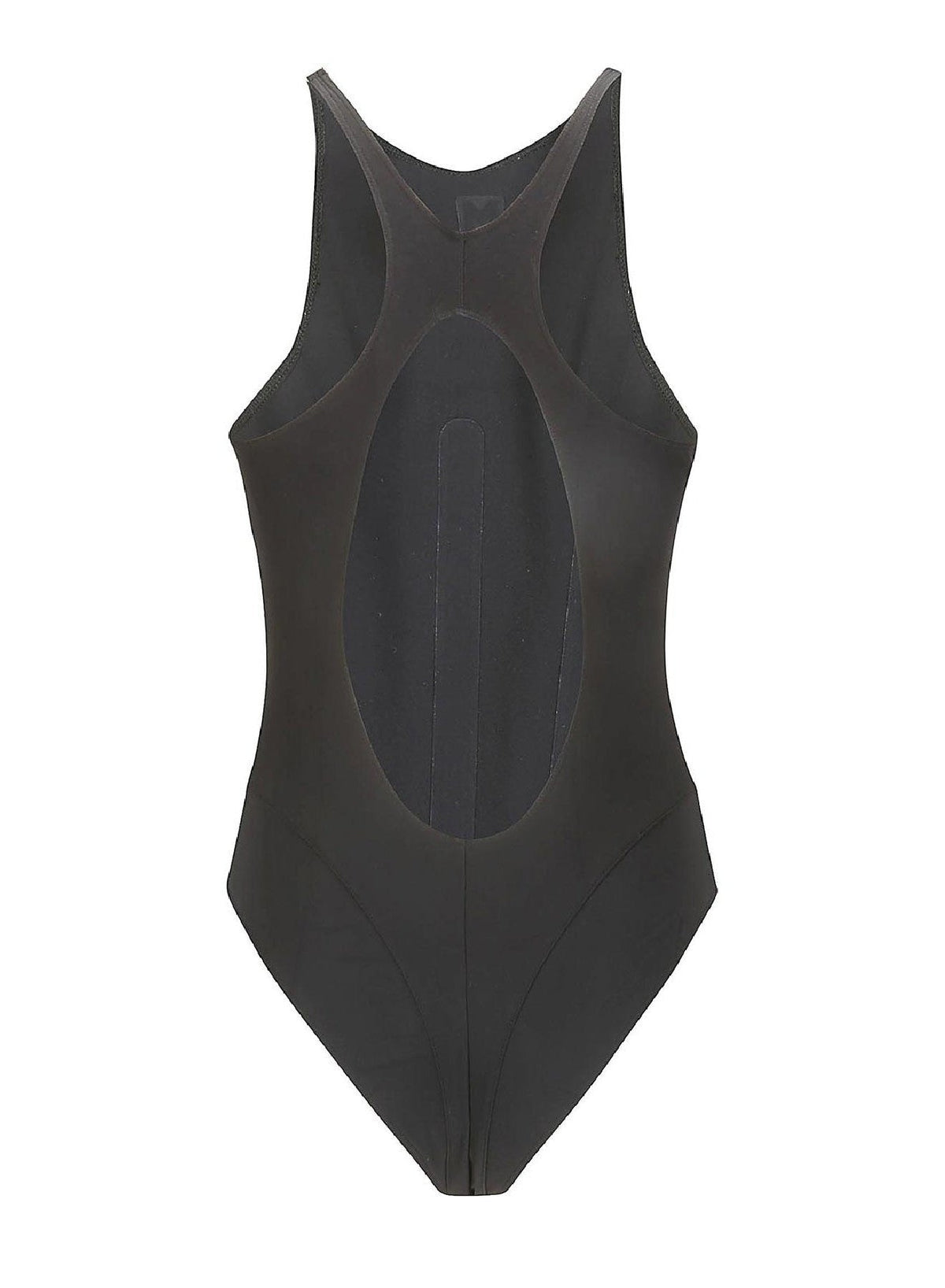 BLACK // black corseted one-piece swimsuit