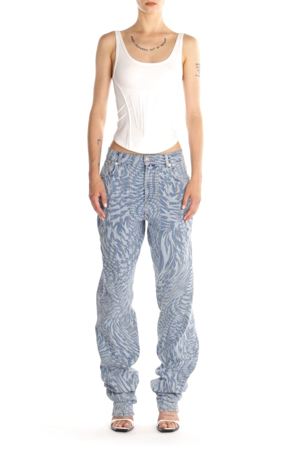 STAR PRINTED DENIM BAGGY