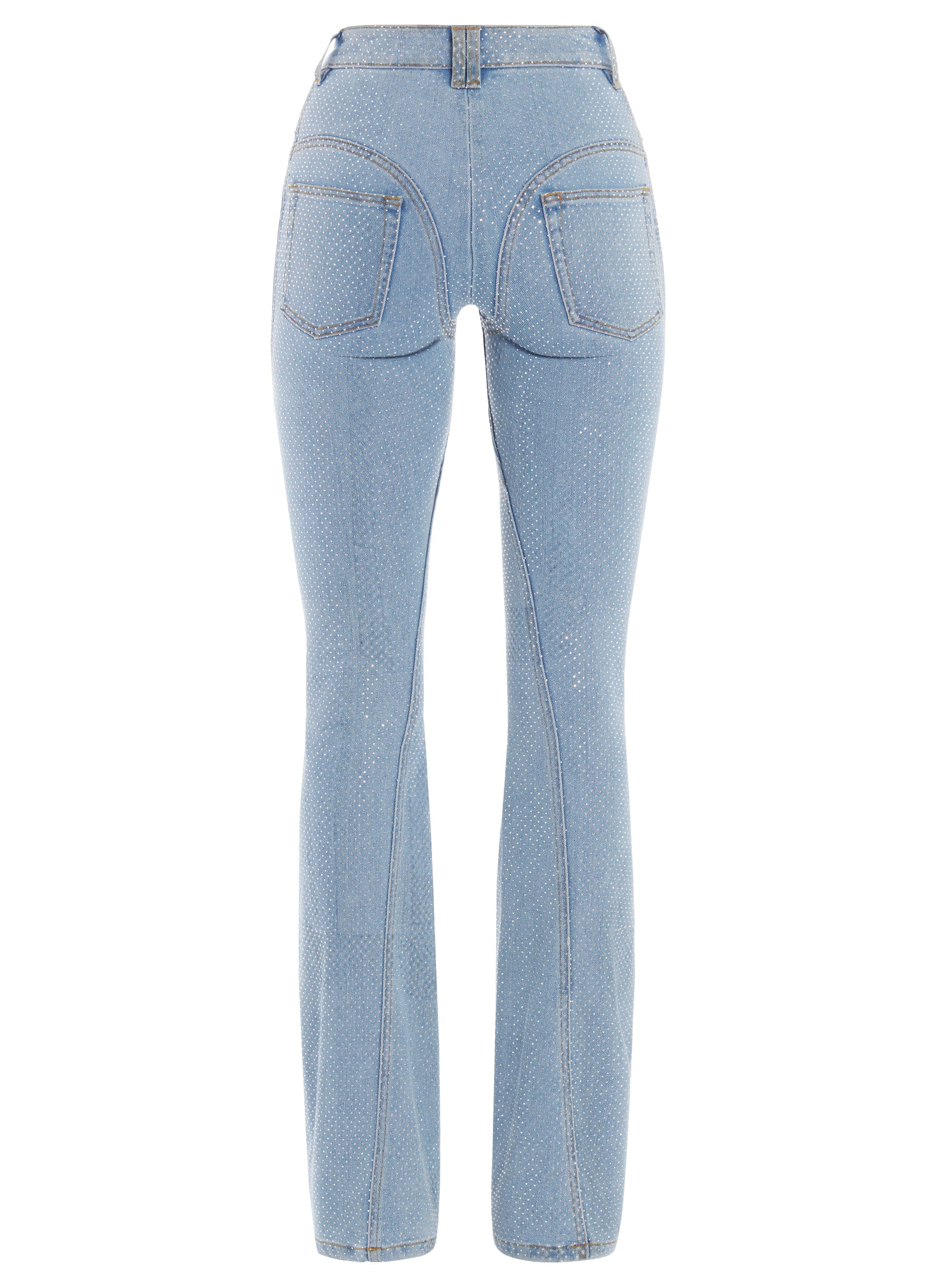 FLARE DENIM STRASS PANTS