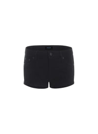BLACK MICRO DENIM SHORTS