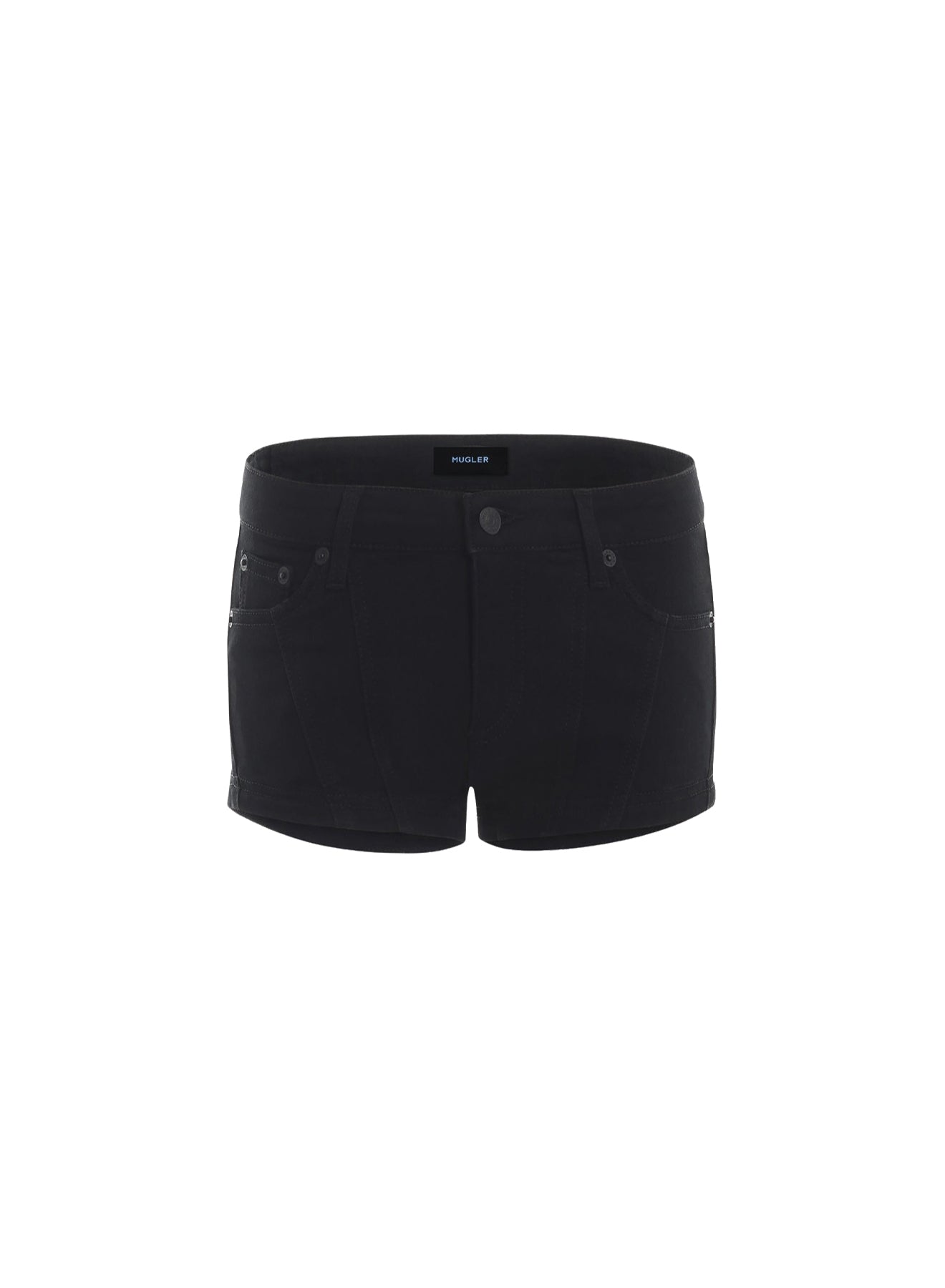 BLACK MICRO DENIM SHORTS