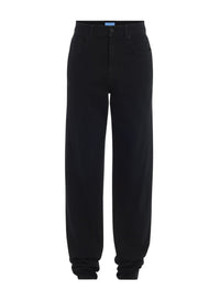 BLACK ZIPPED CROTCH DENIM PANTS