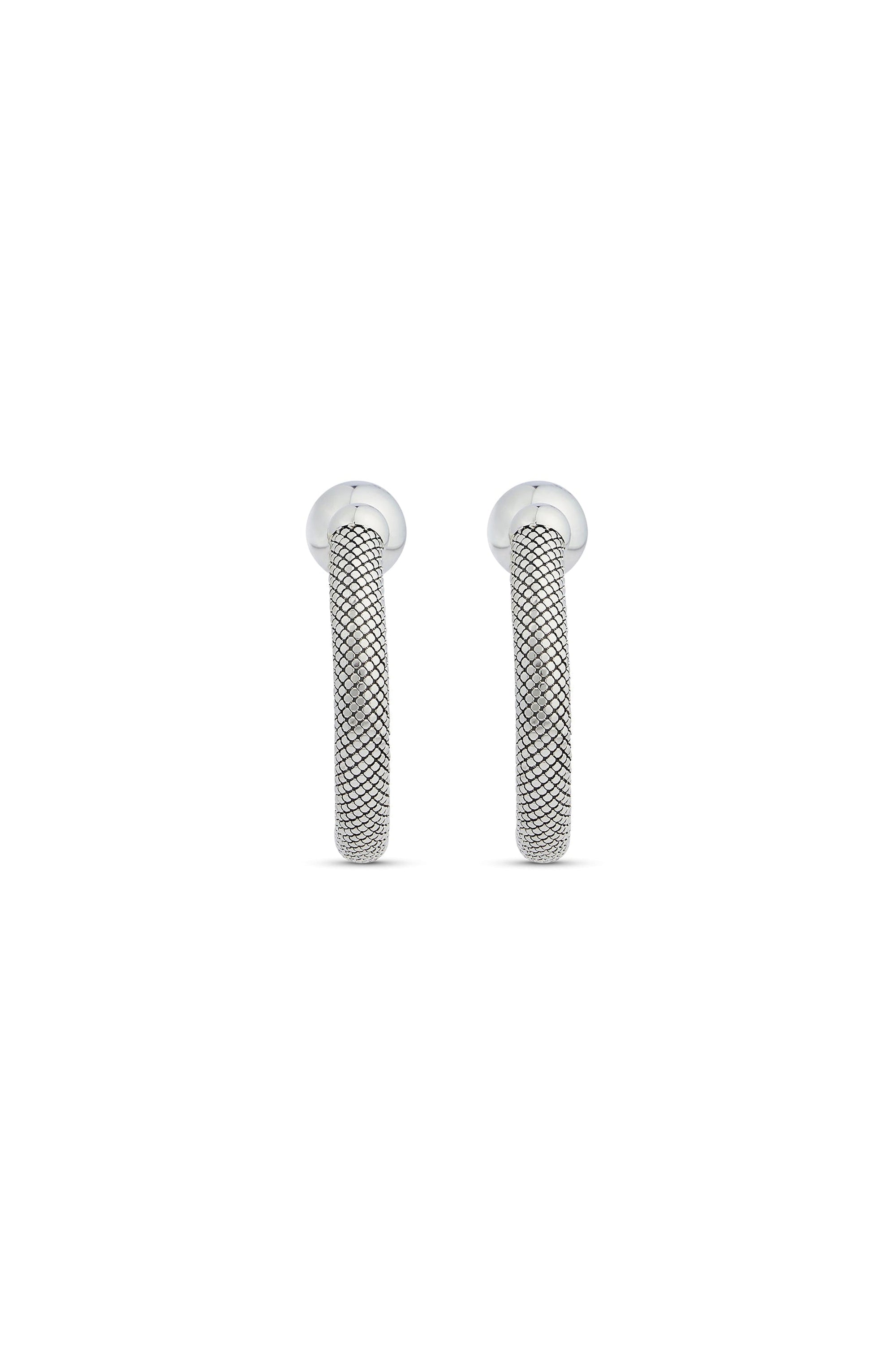 Pixel Tube earrings in brass - Silver