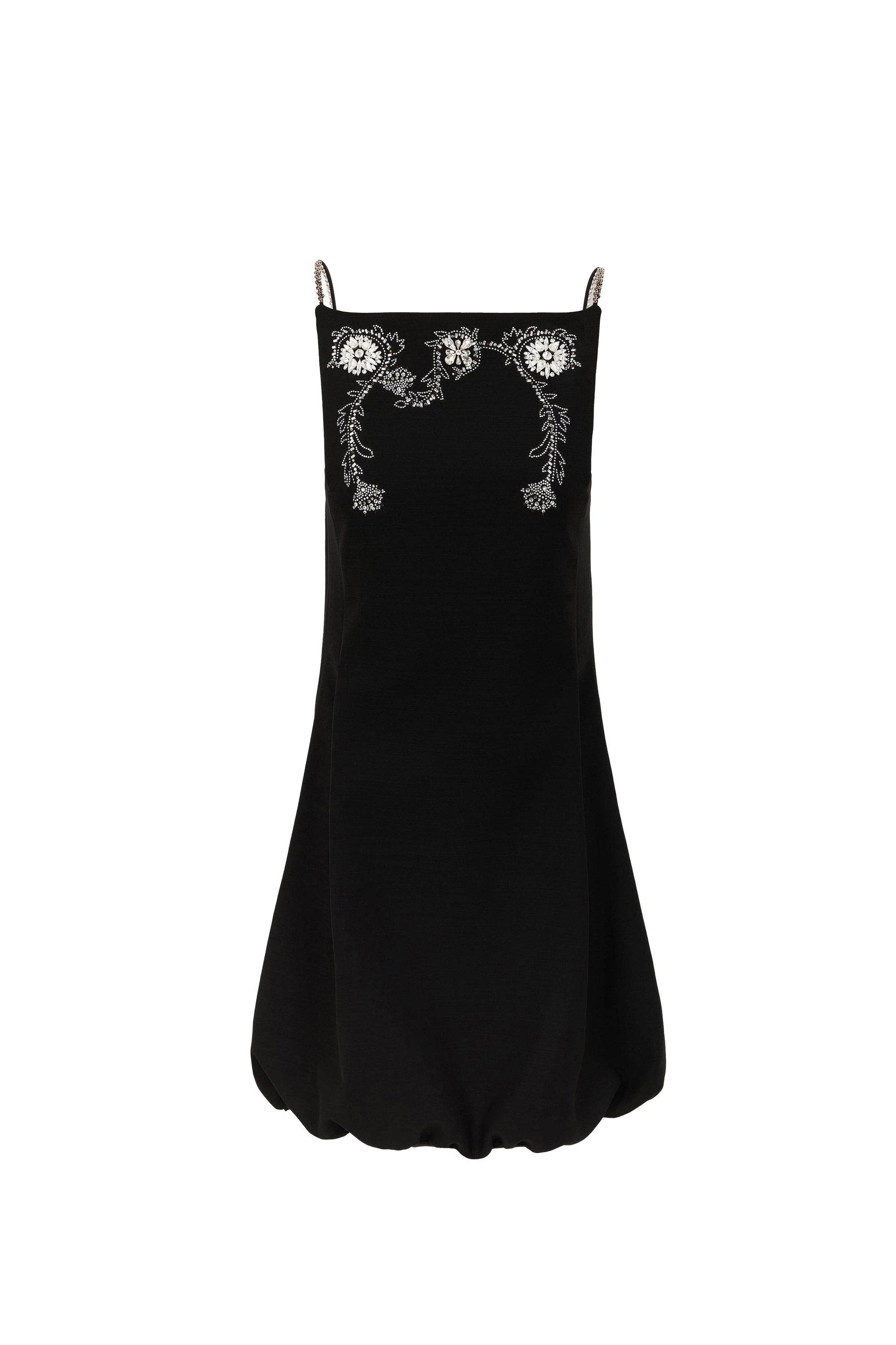 Wool print short dress - Black