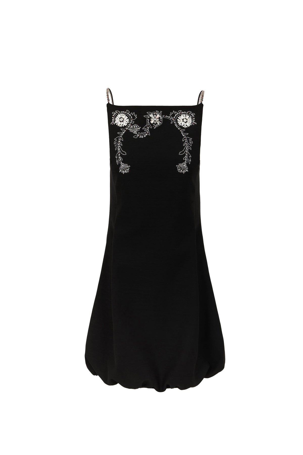 Robe courte à ornements en laine - Black