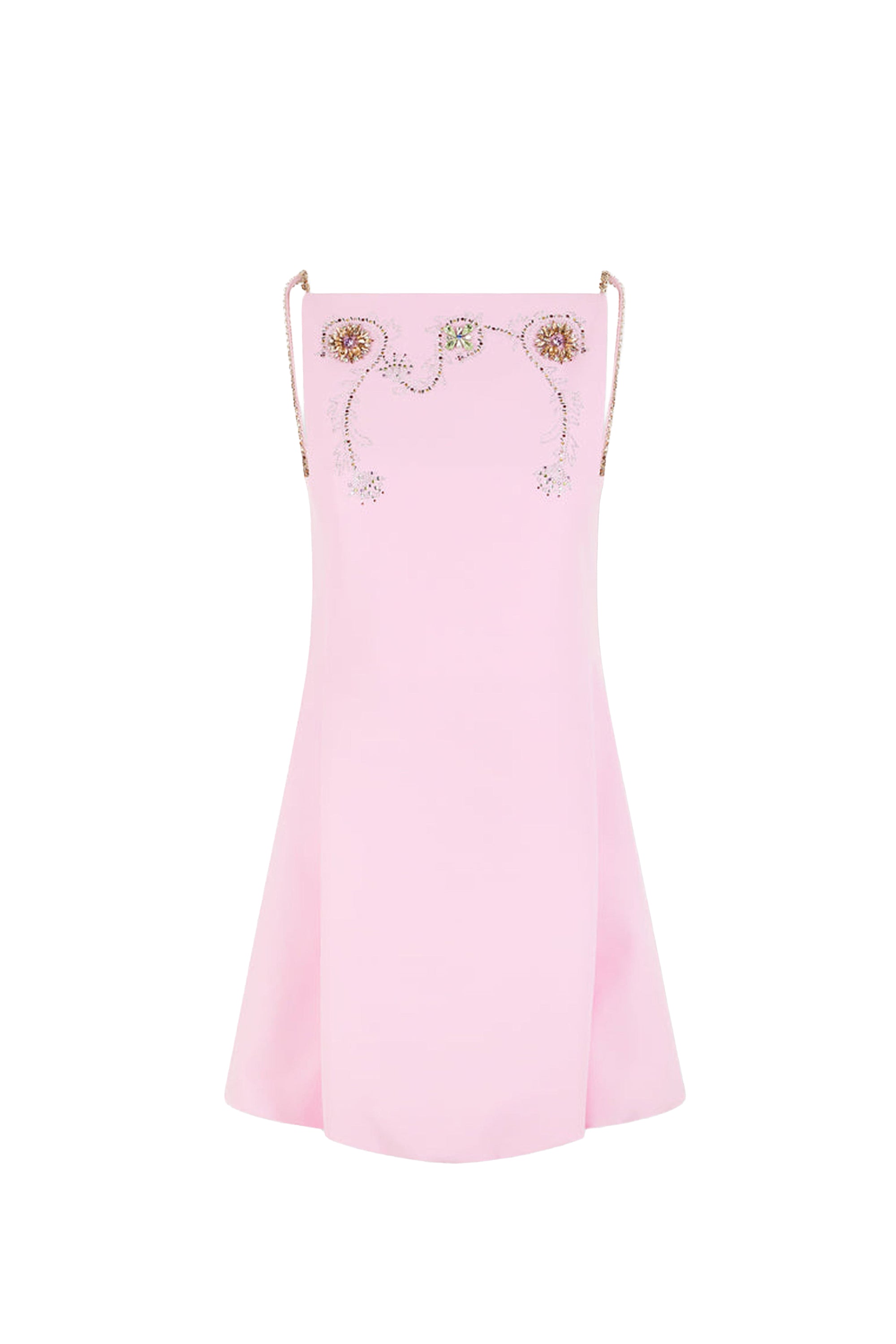 Wool print short dress - Peony Pink