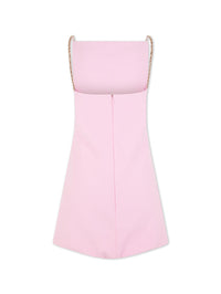 Wool print short dress - Peony Pink