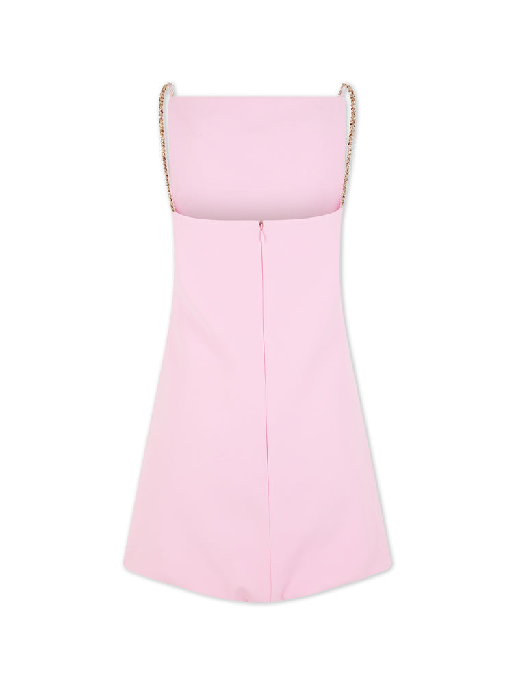 Wool print short dress - Peony Pink
