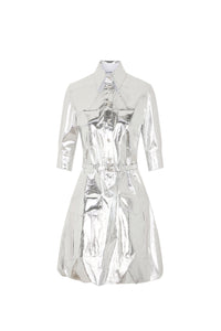 Metallic short dress with pockets - Silver