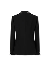 Embroidered wool blazer - Black