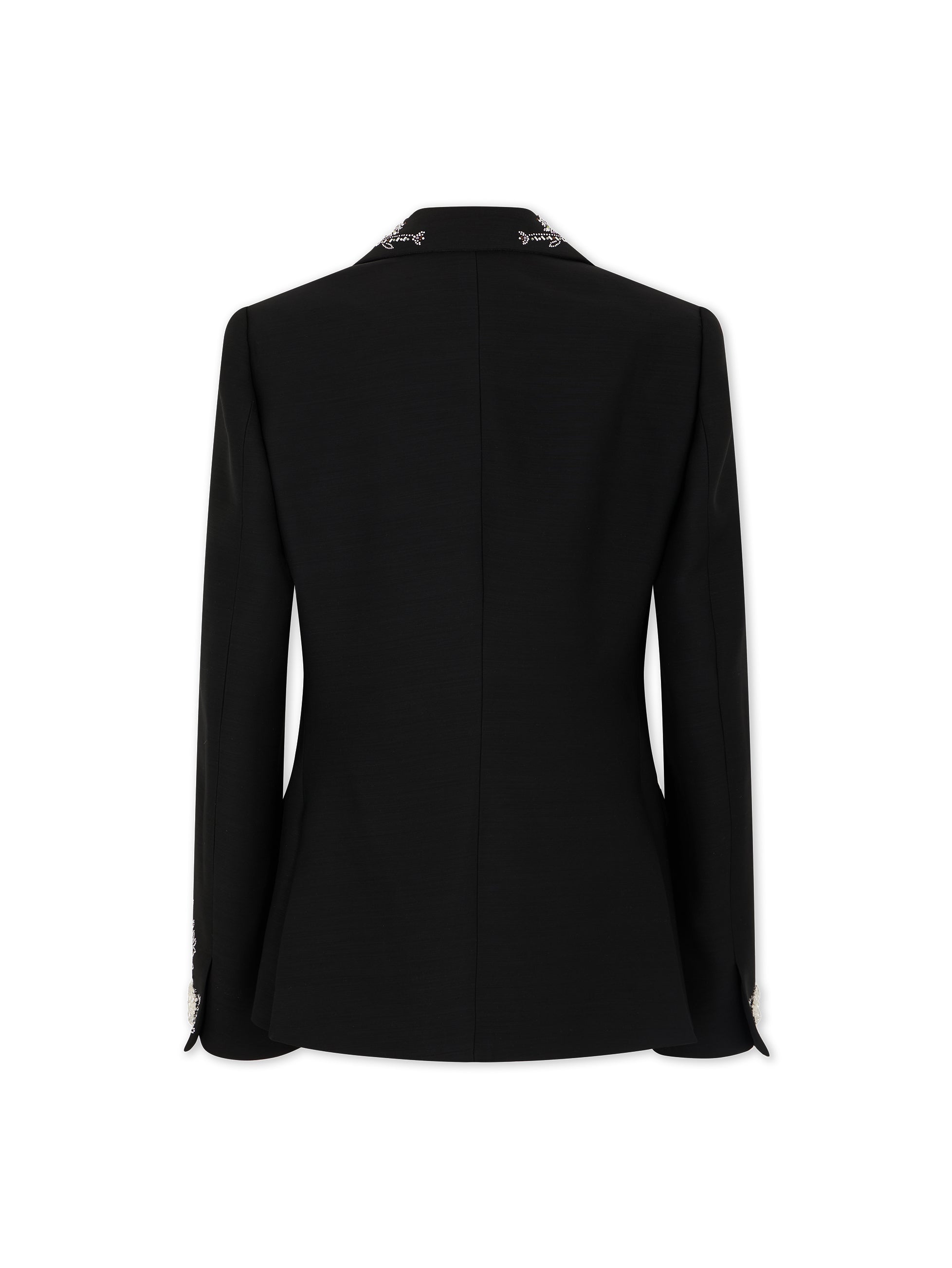 Embroidered wool blazer - Black