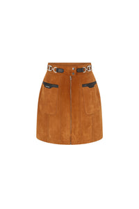 Jupe courte en cuir - Brown