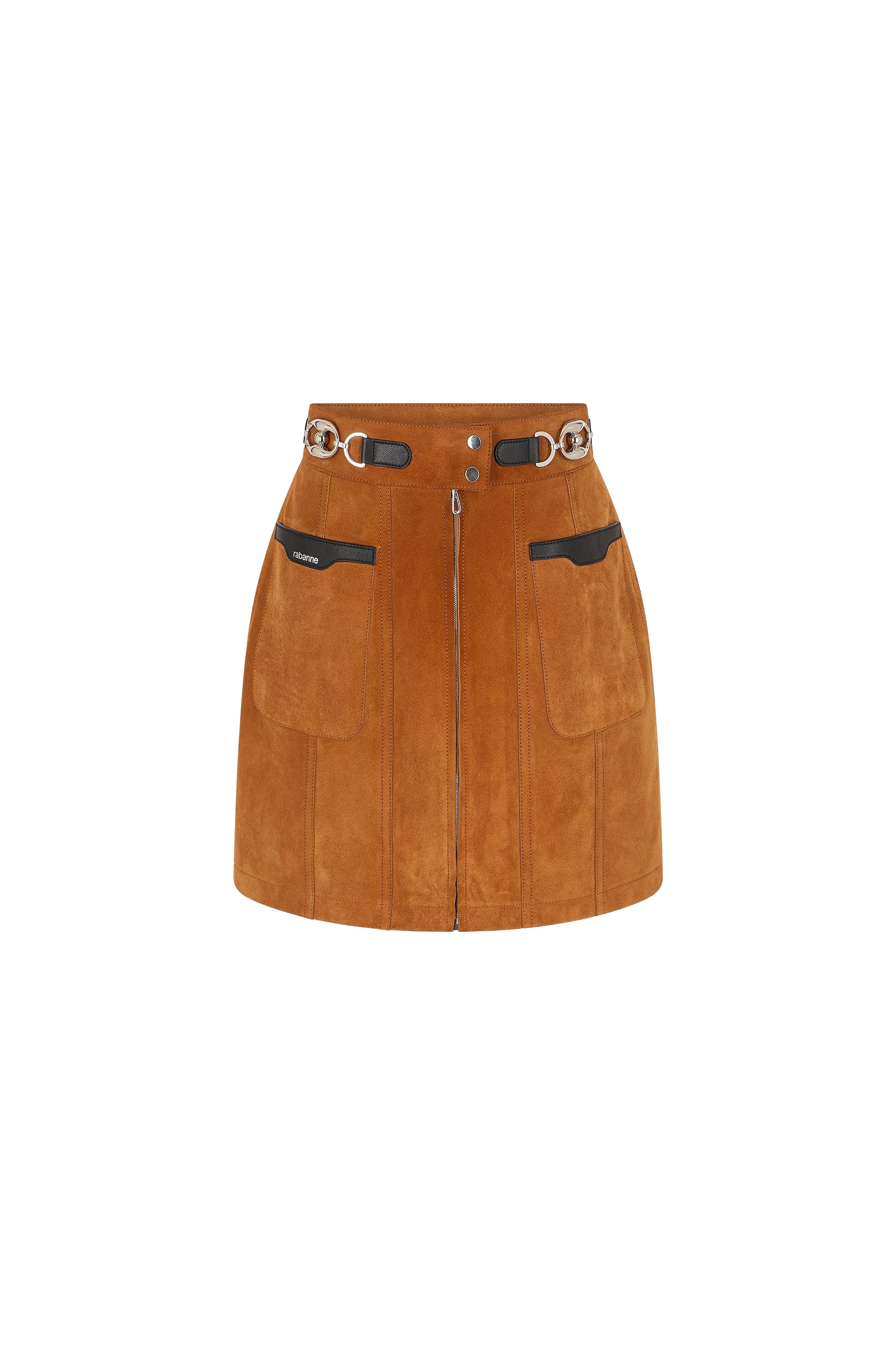 Jupe courte en cuir - Brown