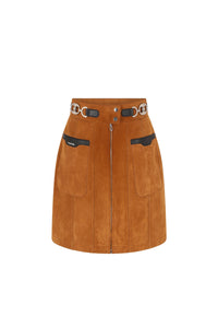 Jupe courte en cuir - Brown