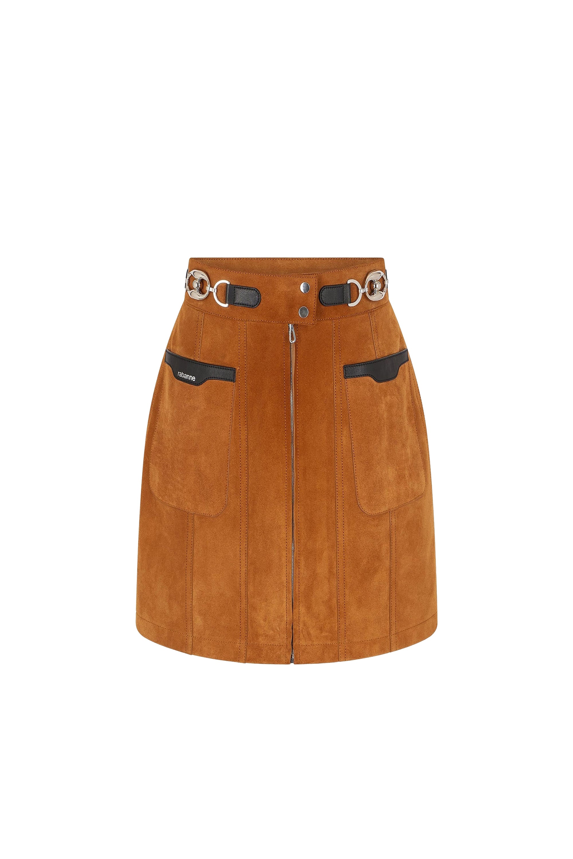 Jupe courte en cuir - Brown