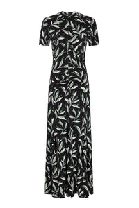 Printed short-sleeved maxi dress - Muguet Noir