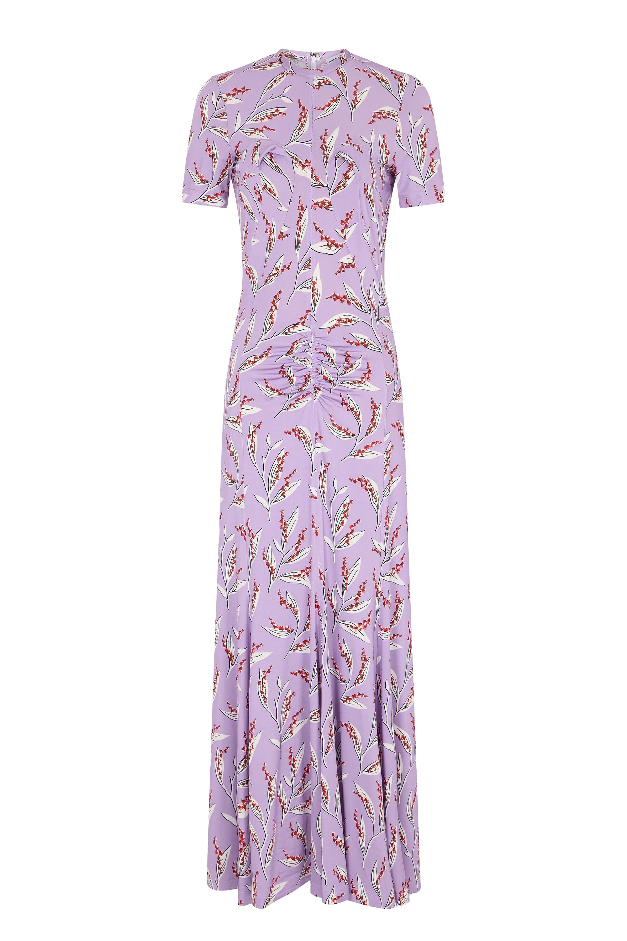 Robe longue à manches courtes imprimée - Muguet Lavande