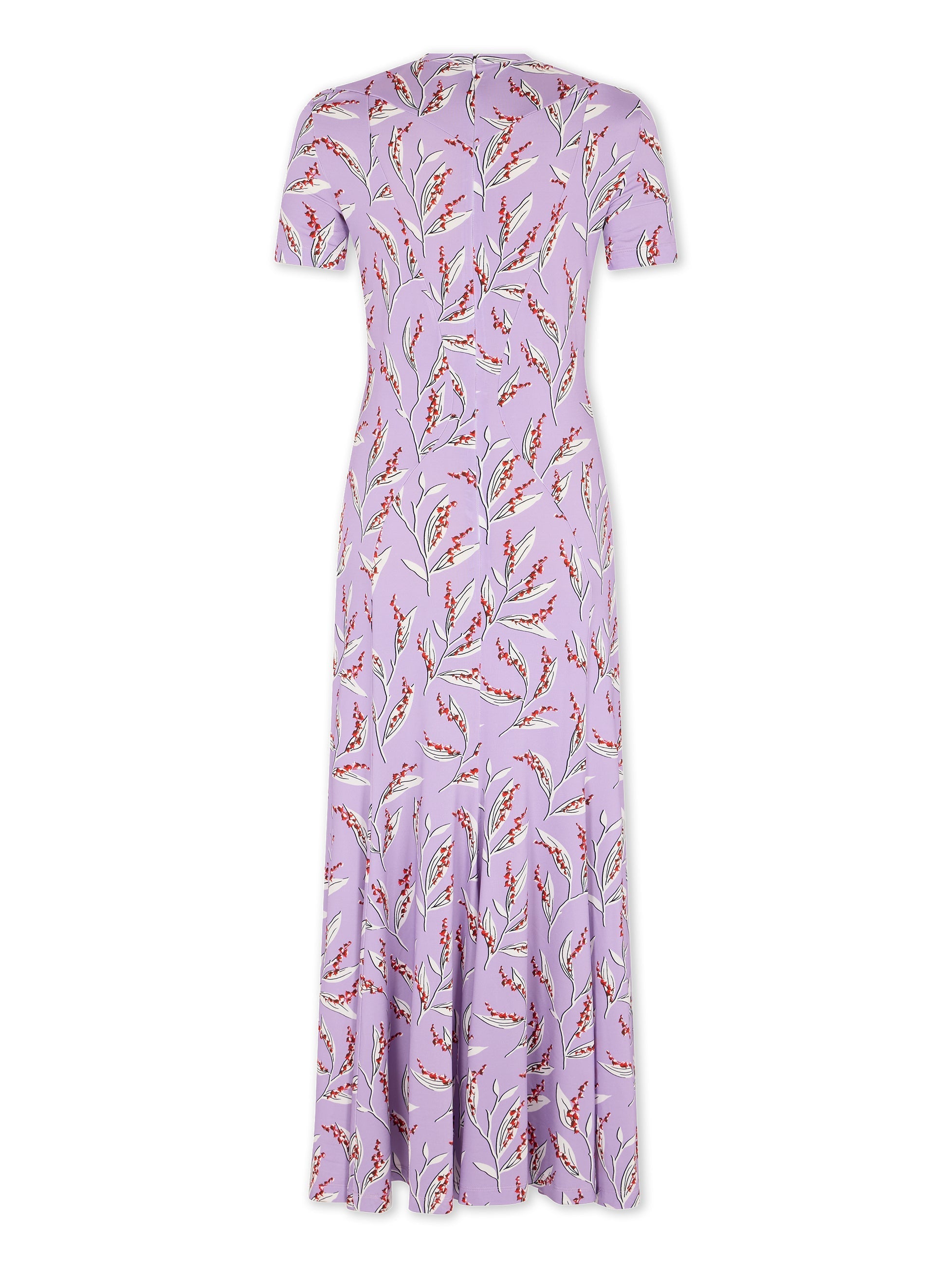 Robe longue à manches courtes imprimée - Muguet Lavande