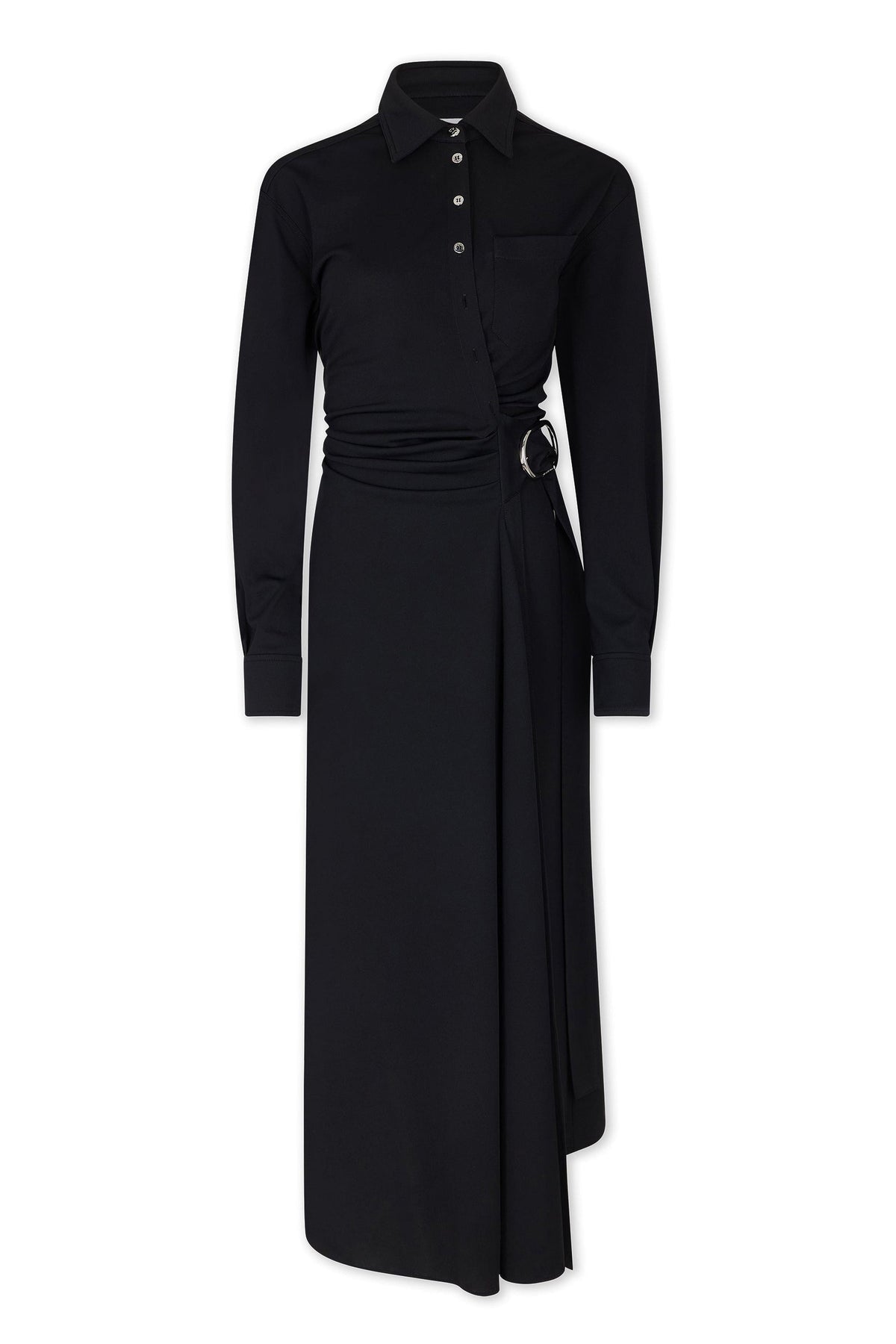 Robe longue ceinturée à col montant - Black
