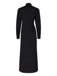 Robe longue ceinturée à col montant - Black