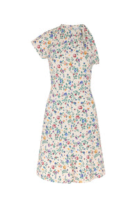 Robe courte asymétrique à motif floral - Herbier