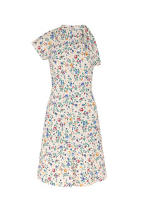 Asymmetric short dress with pattern - Herbier