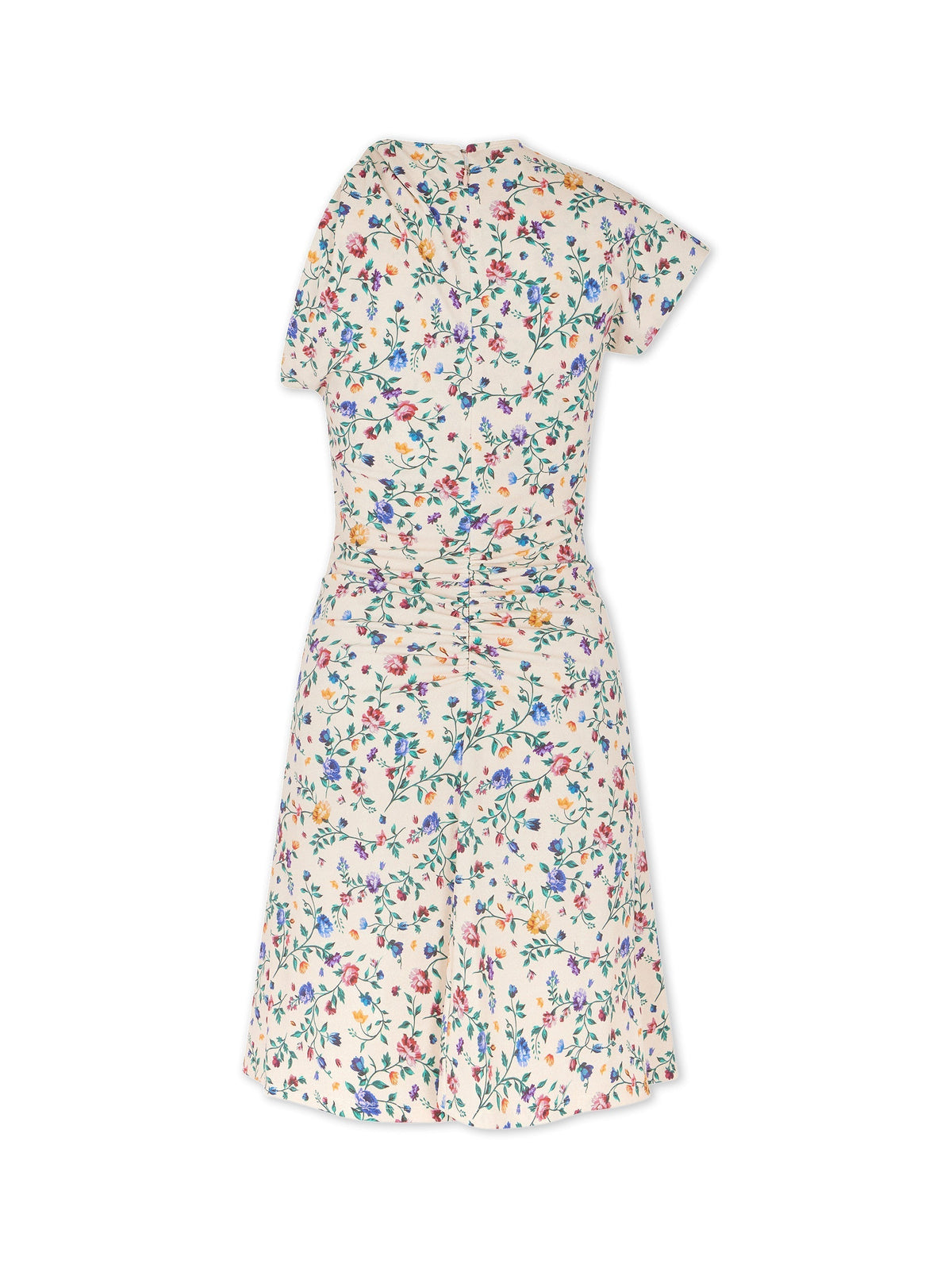 Robe courte asymétrique à motif floral - Herbier